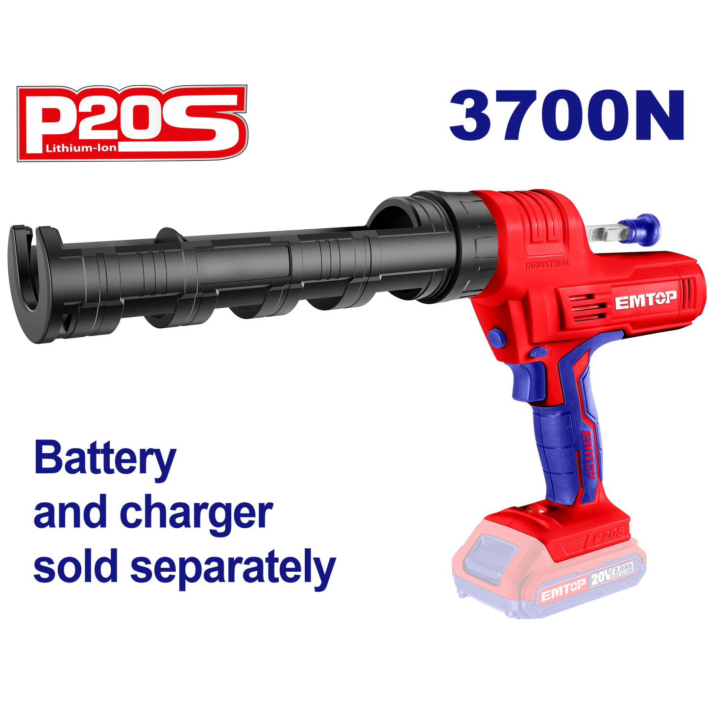 Pistola de calafateo a batería INDUSTRIAL 3700N Emtop ELCG2001