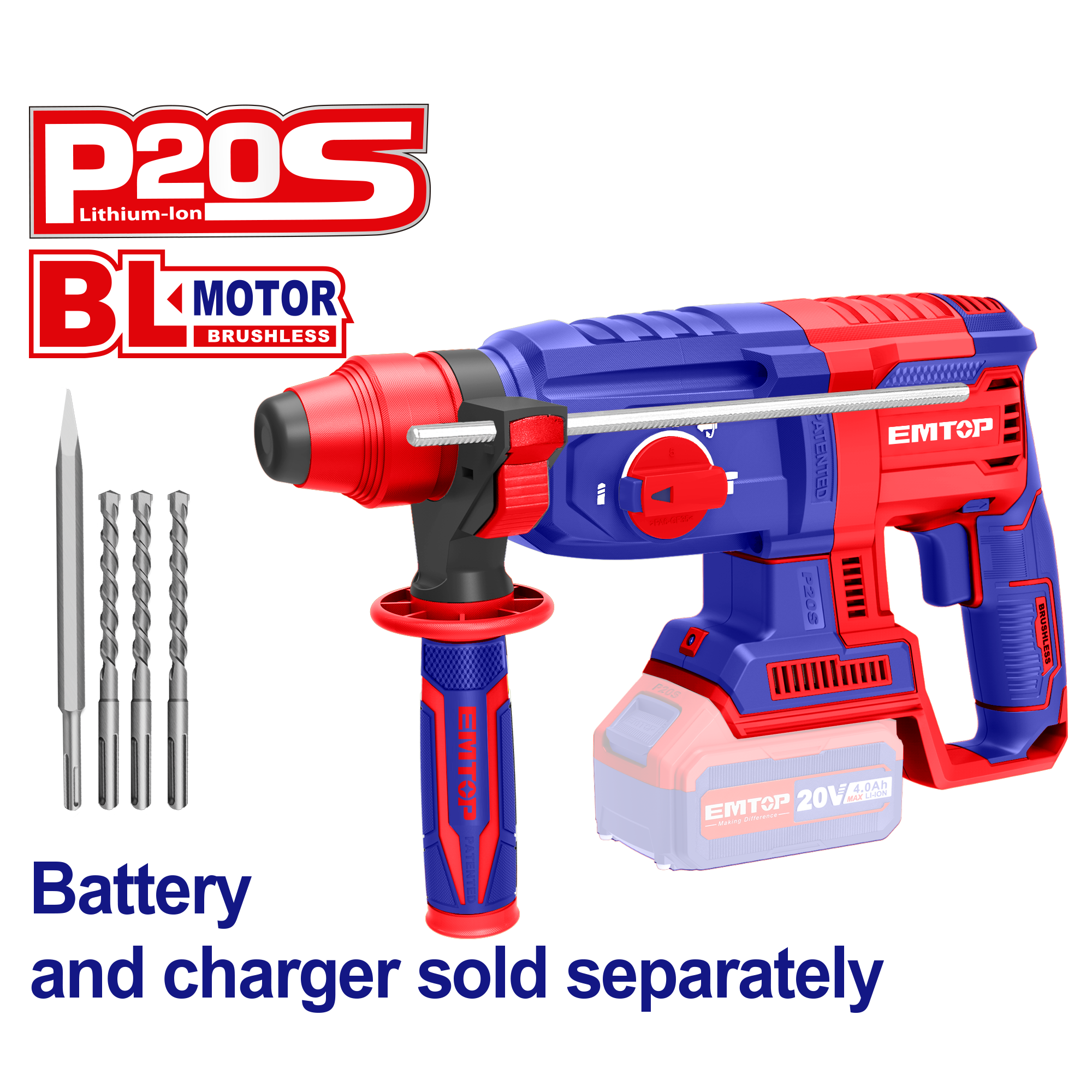 Rotomartillo industrial inalámbrico SDS PLUS de 1100rpm