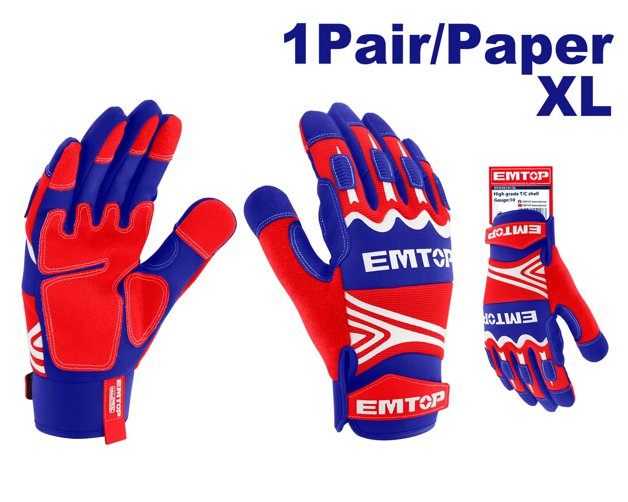 Guantes de trabajo de seguridad mecánica USO INDUSTRIAL Emtop EMGV0101XL