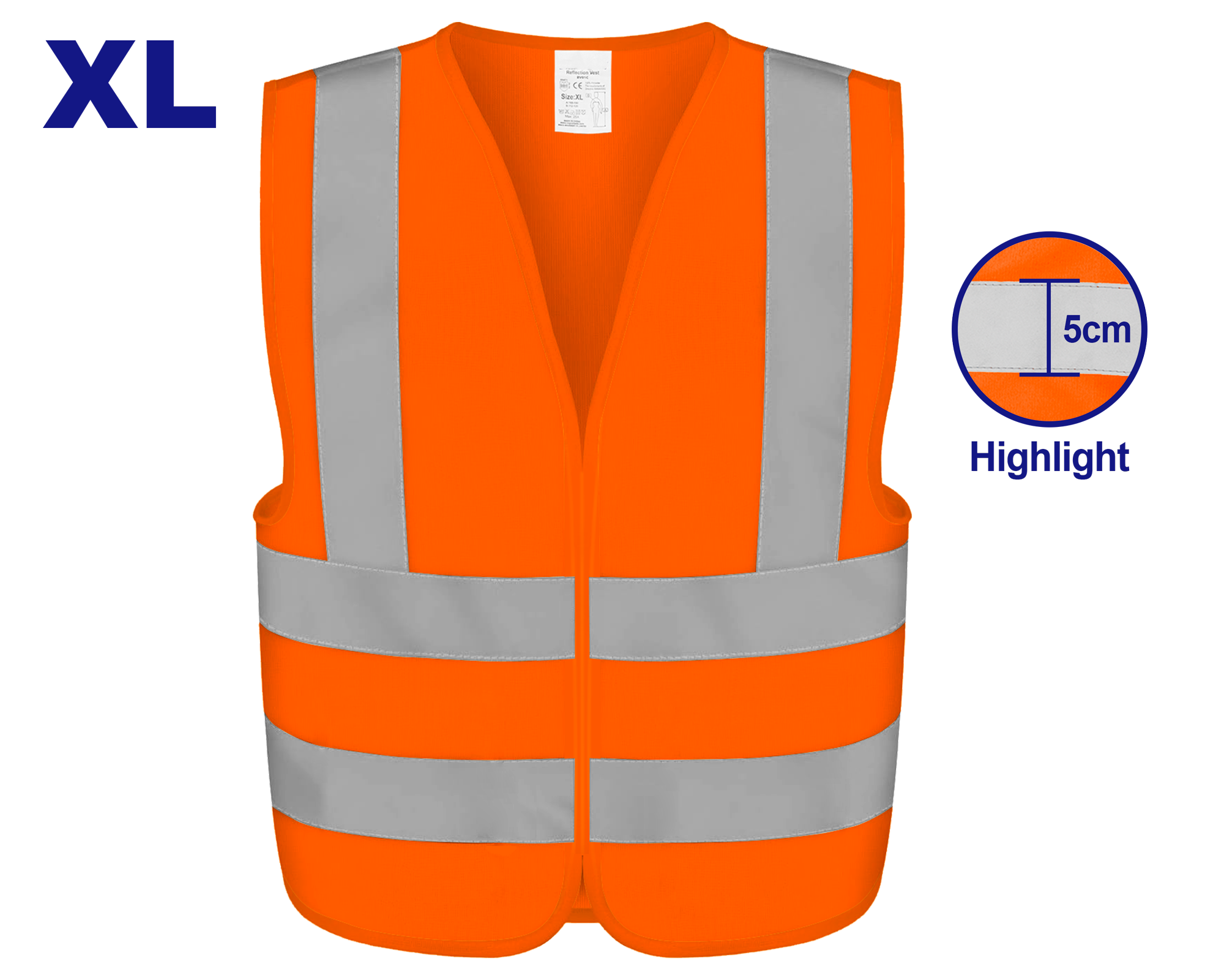 Chaleco reflectante naranja fluorescente Emtop EMRV1801 (Talla XL)