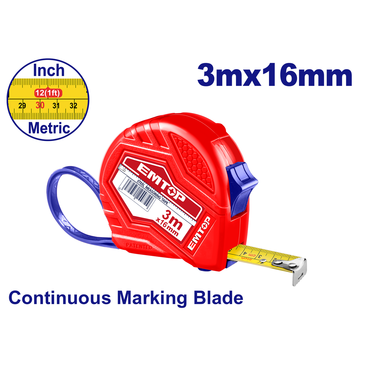 Cinta métrica de acero 3M x 16mm