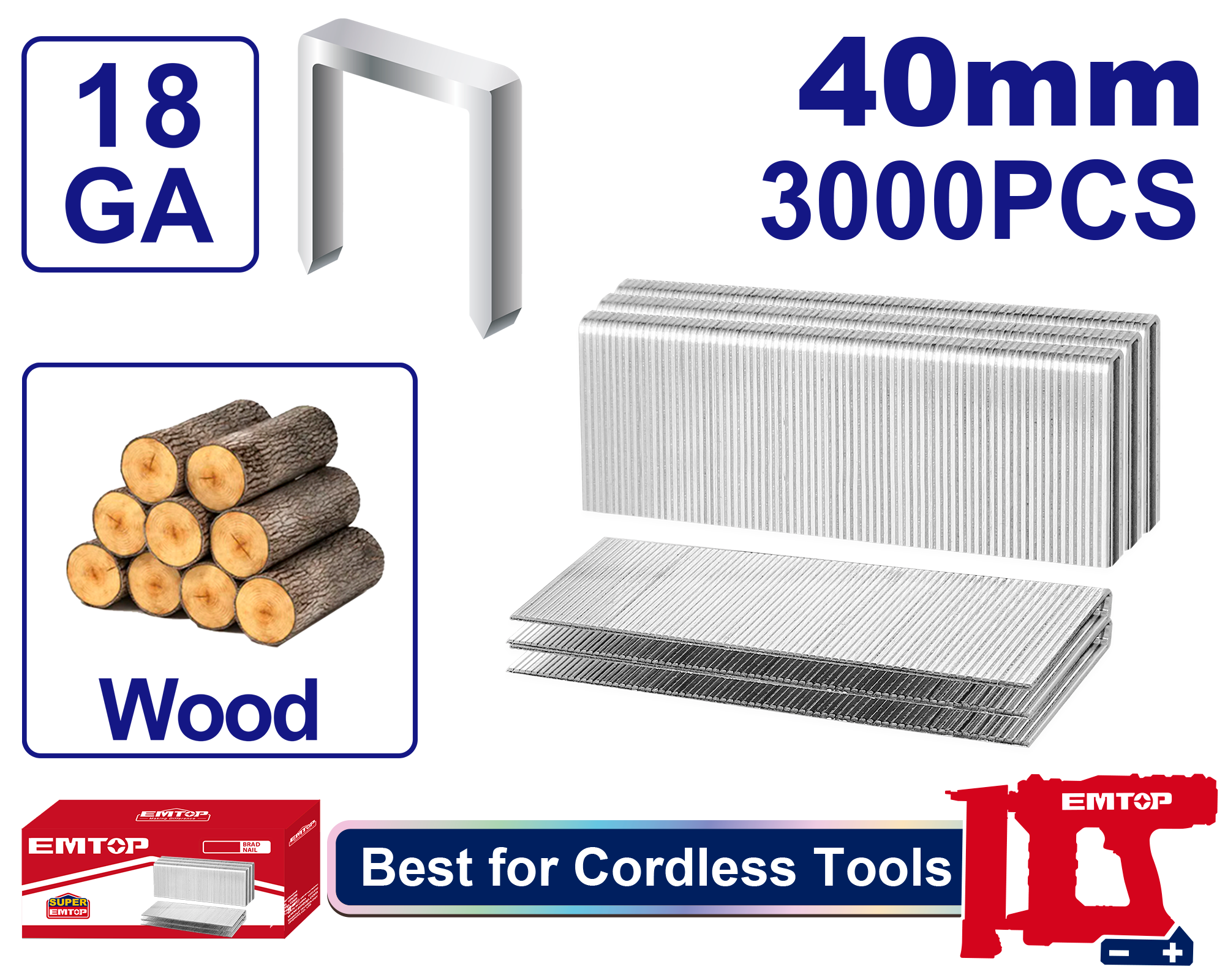 Grapas de corona de 40mm madera Emtop ENAL18403