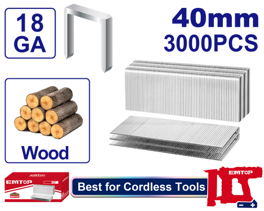 Grapas de corona de 40mm madera Emtop ENAL18403
