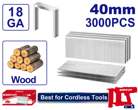 Grapas de corona de 40mm madera Emtop ENAL18403