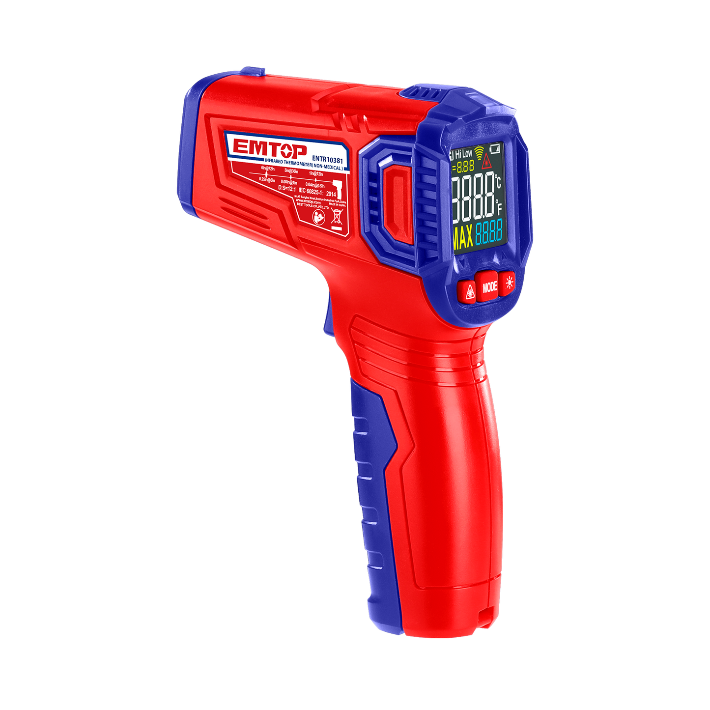 Termómetro IR no médico para la toma de temperatura a distancia 10°C ~ 40°C