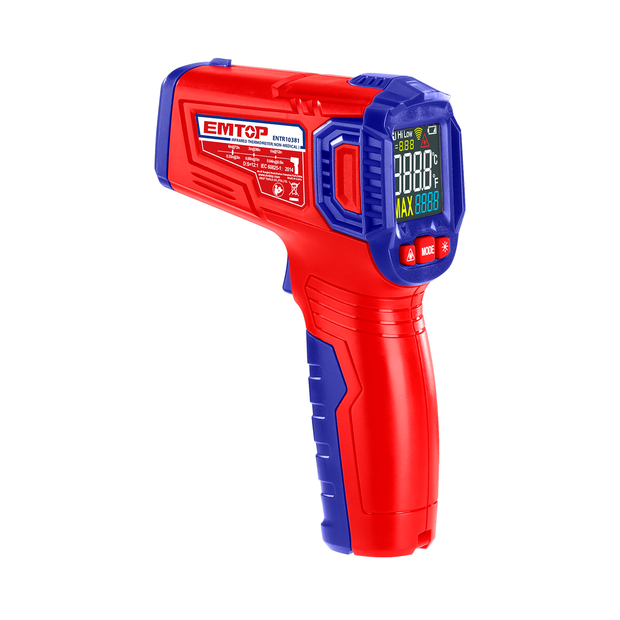 Termómetro IR no médico para la toma de temperatura a distancia 10°C ~ 40°C