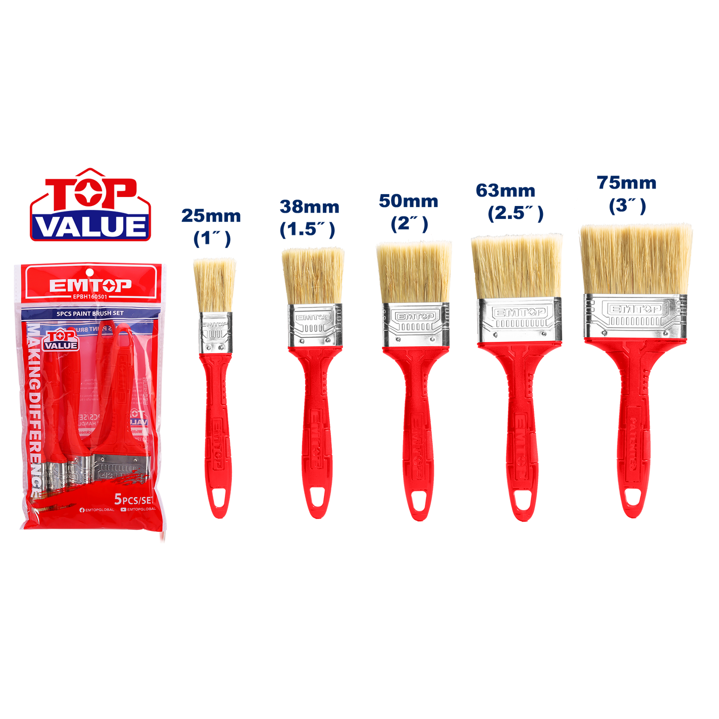 Juego de 5 brochas para pintar