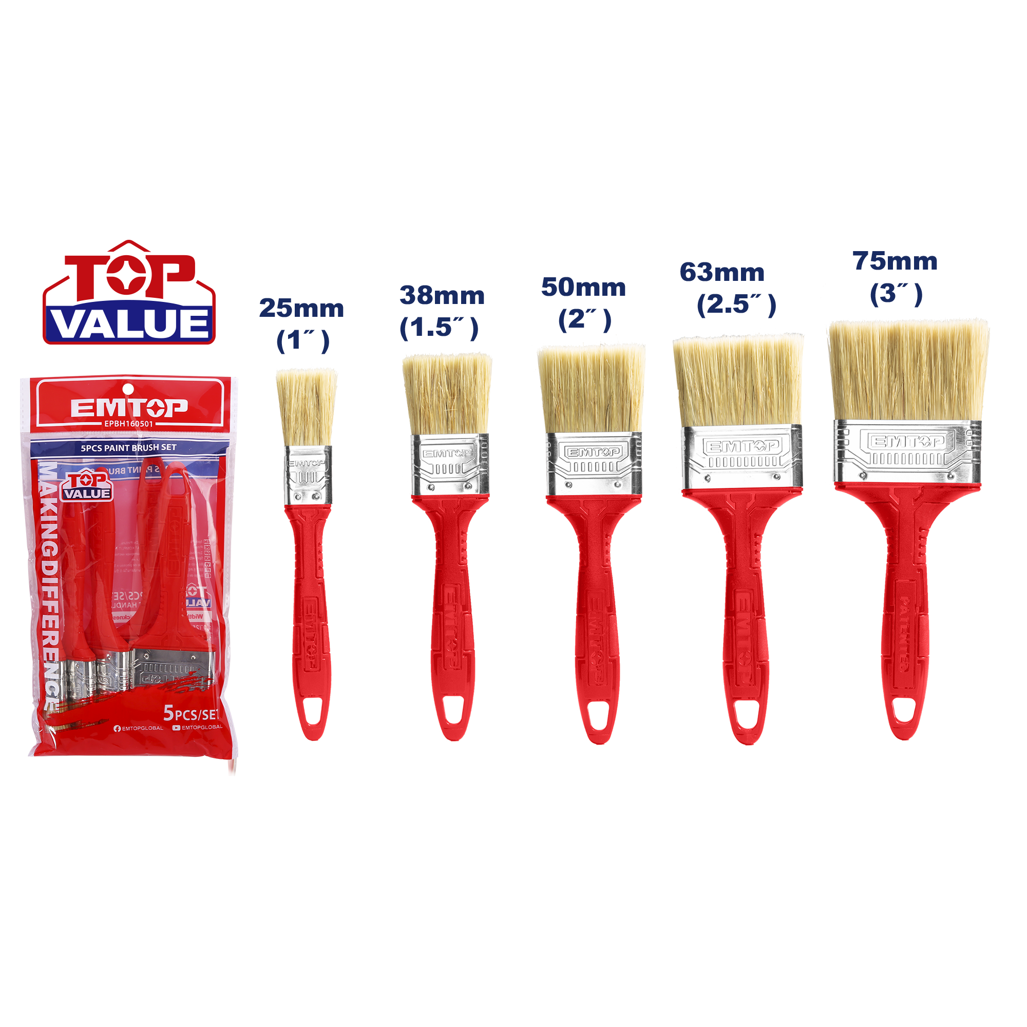 Juego de 5 brochas para pintar
