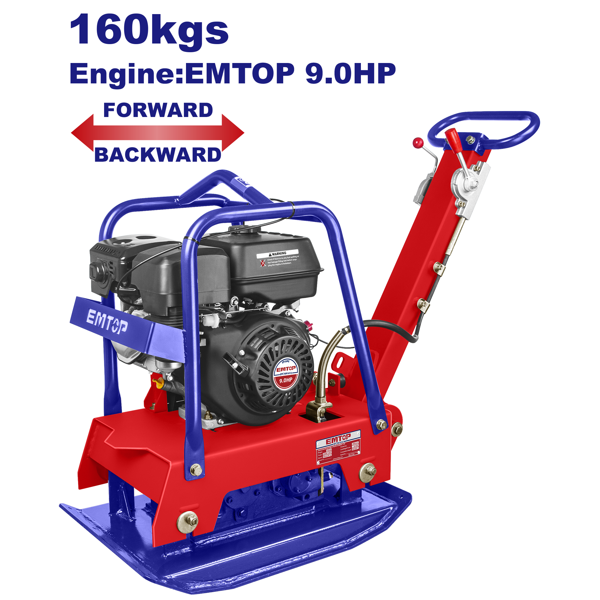 Compactador de placa reversible a gasolina de 9.0HP