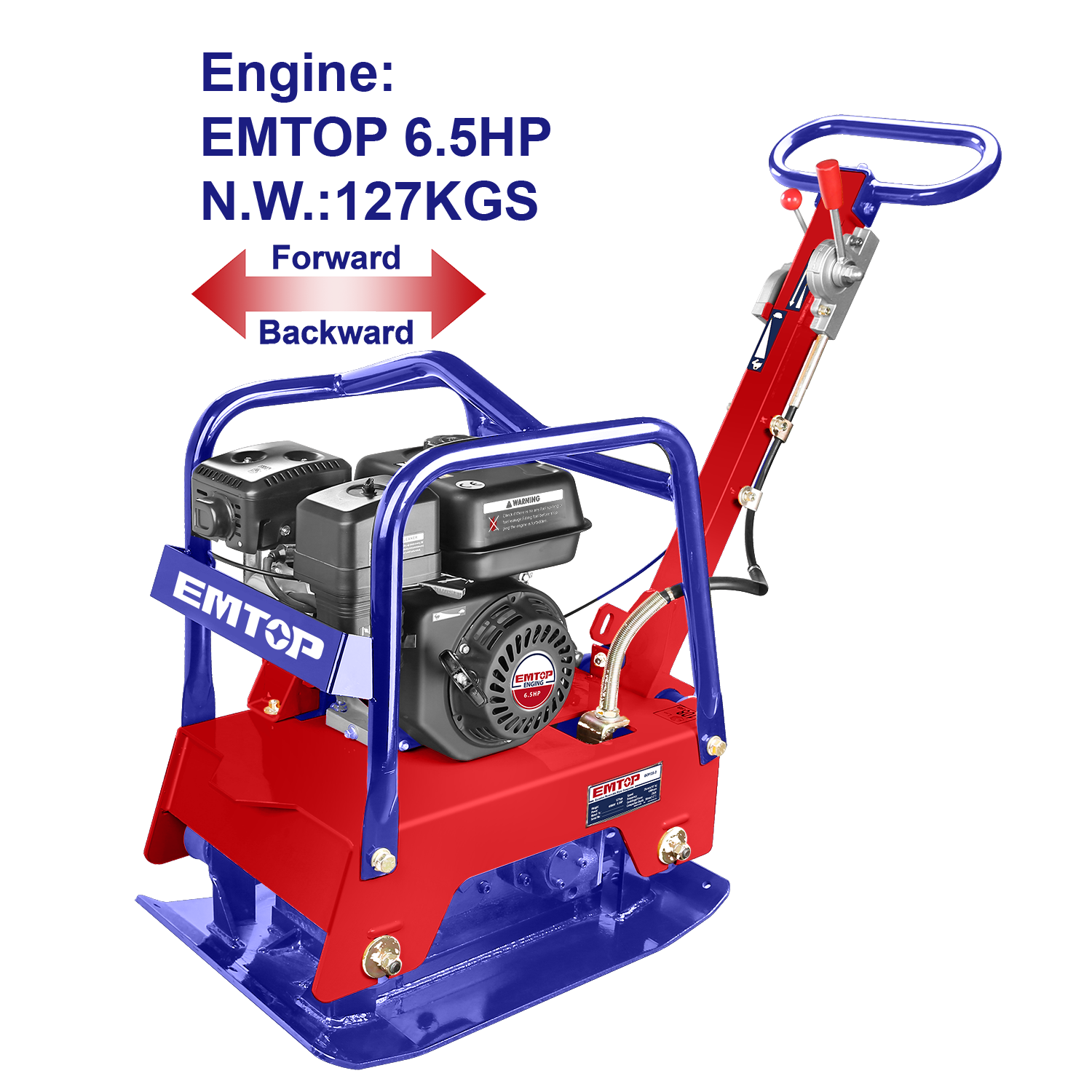 Compactador de placa reversible a gasolina de 6.5HP