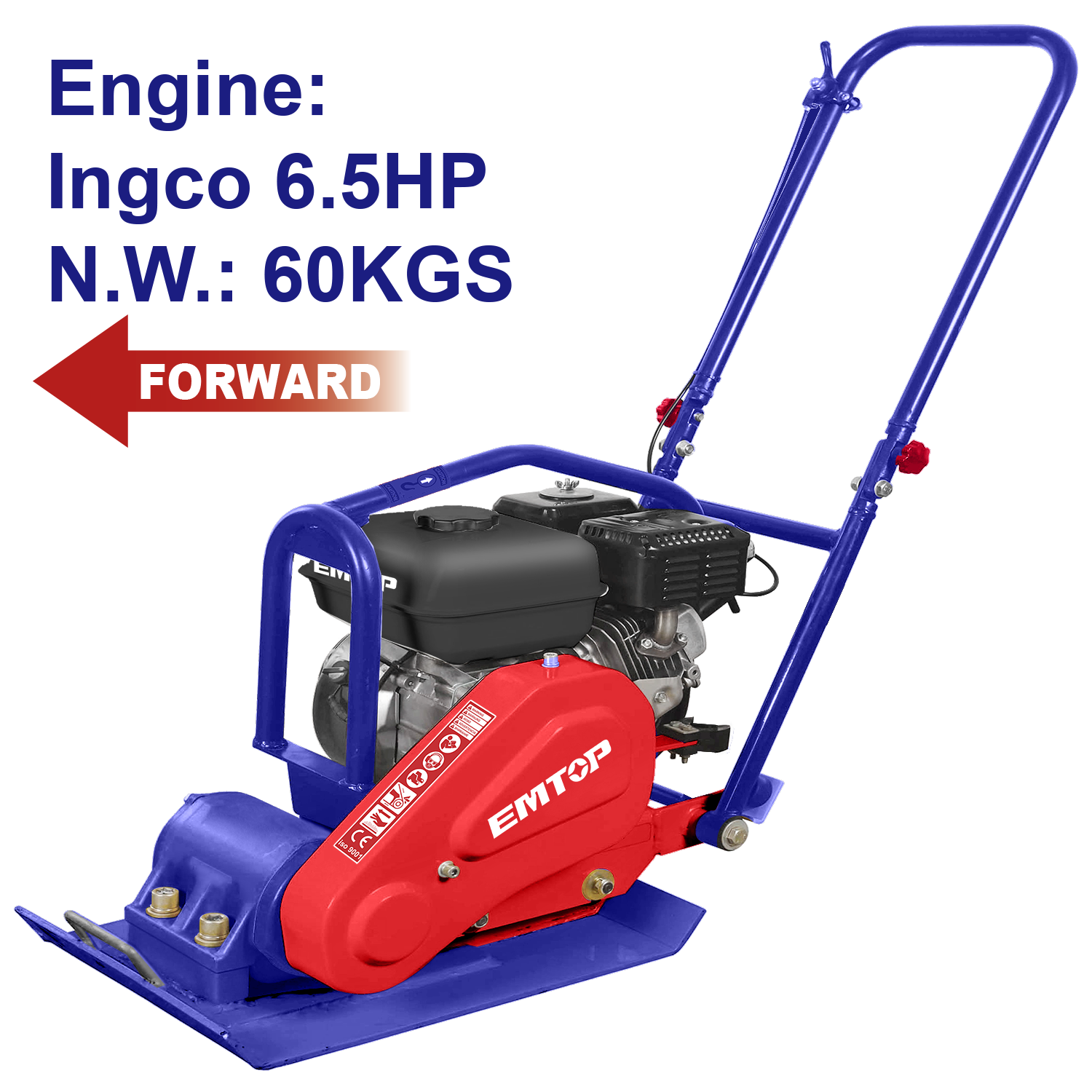 Compactador de placa a gasolina de 6.5HP