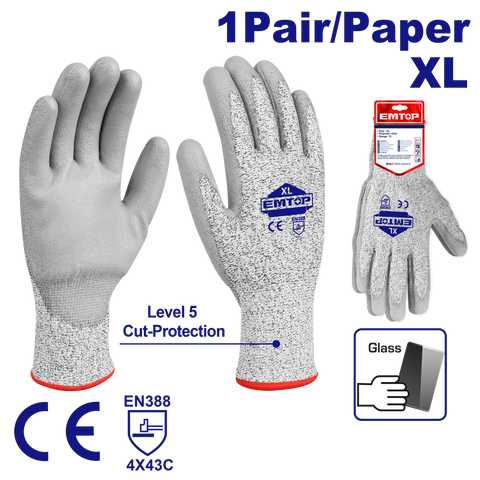 Guantes de seguridad resistente a cortes y abrasiones EMTOP EPGV0301