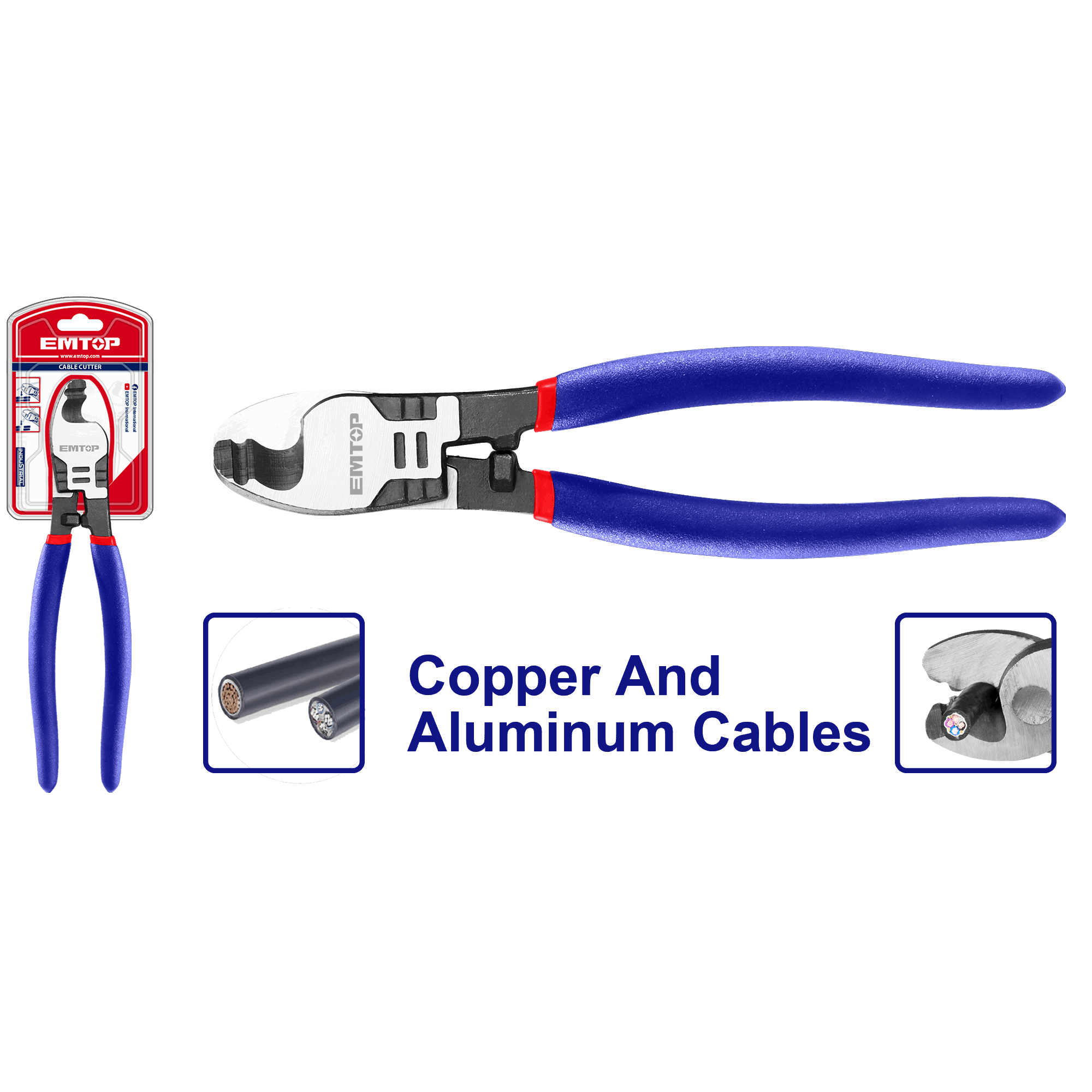 Alicate cortacable de 8”, para cables de cobre y aluminio