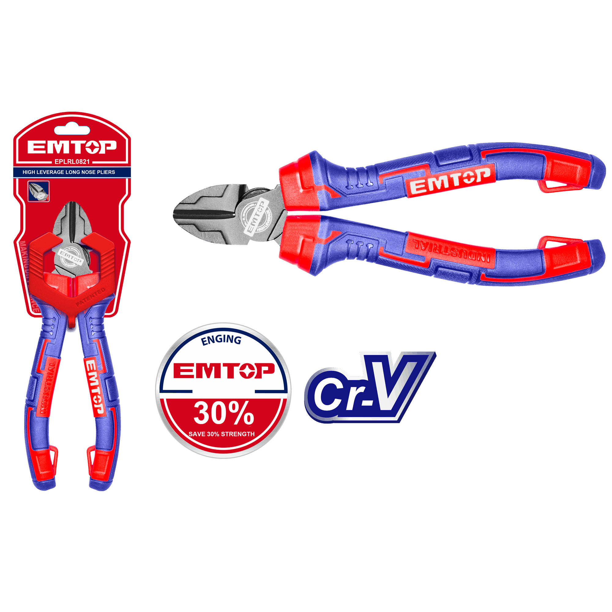 Alicate de corte diagonal alto apalancamiento de 7” EMTOP EPLRD0721