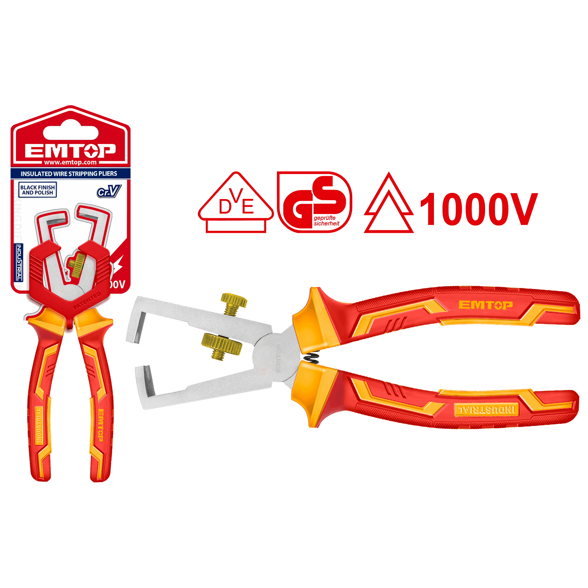Alicate pelacable tipo V de 6” mango aislado con protección hasta 1000V
