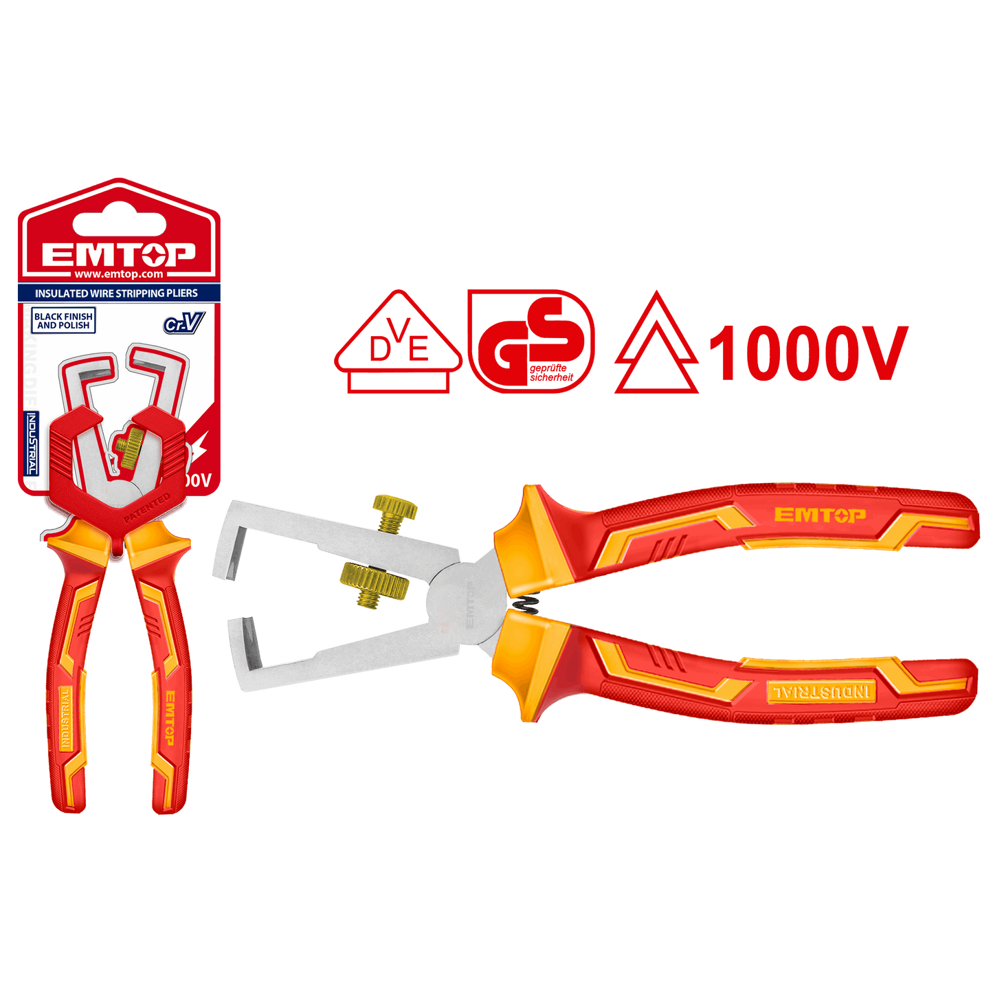Alicate pelacable tipo V de 6” mango aislado con protección hasta 1000V