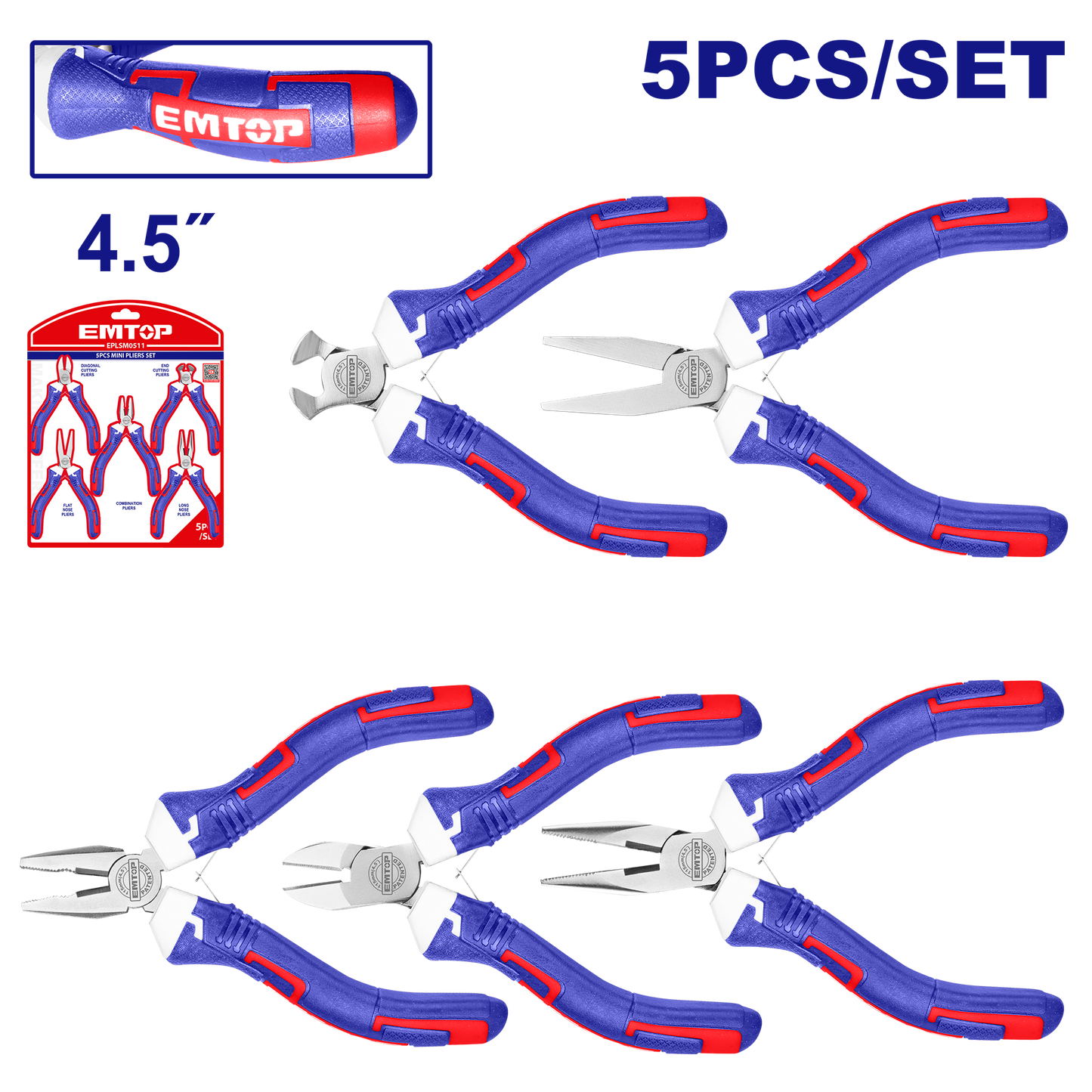 Juego de 5 mini alicates de 4.5”