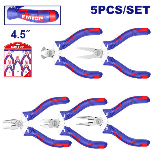 Juego de 5 mini alicates de 4.5”