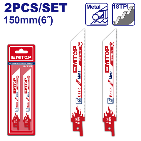 Juego de hojas para sierra recíproca para corte de metal Emtop ERSB922EF