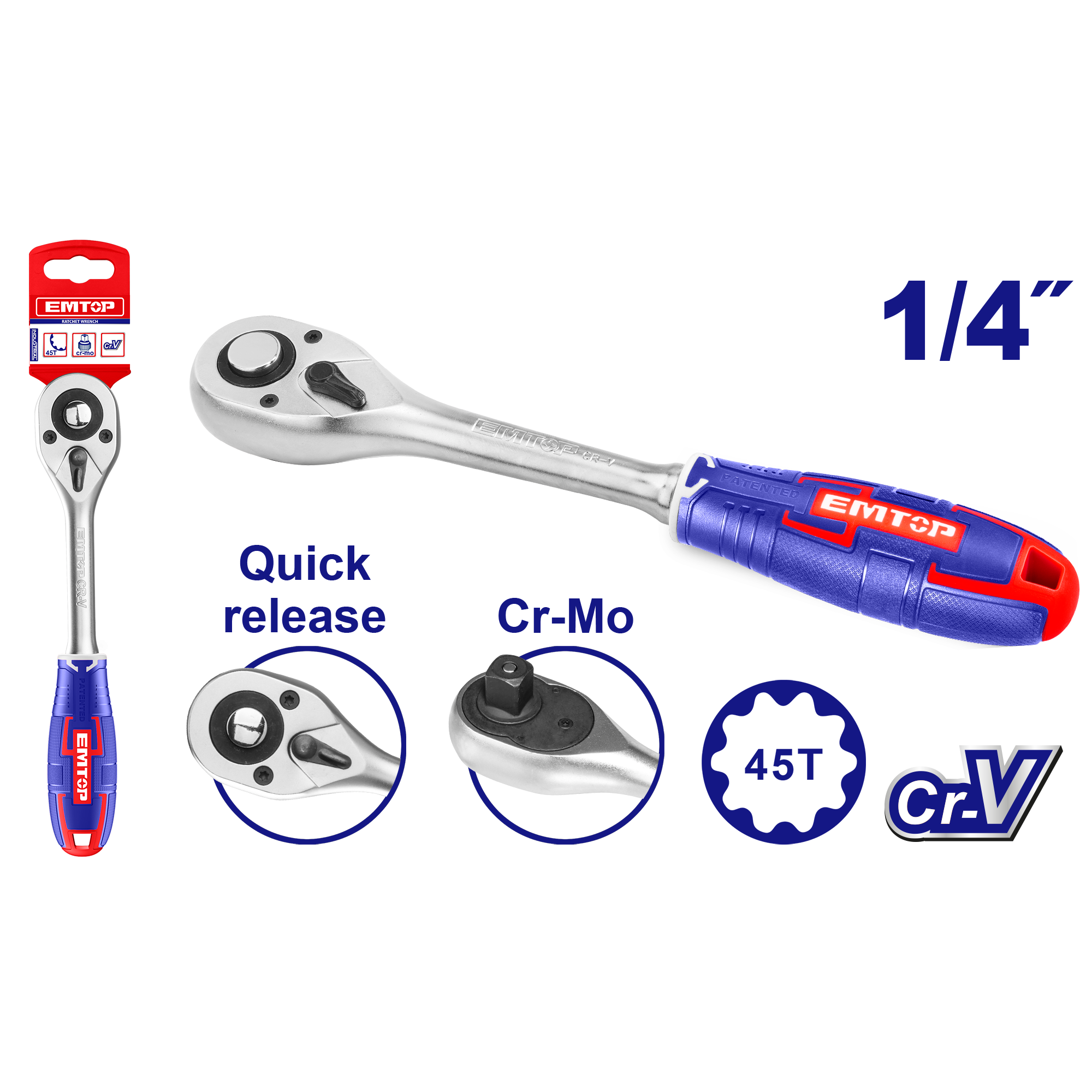 Llave de trinquete de 1/4”