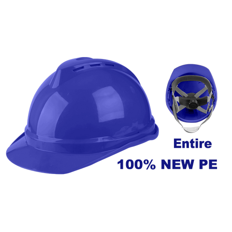 Casco de seguridad en color azul, con barbiquejo y tafilete – EMTOP ESHT0121
