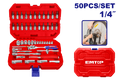 Juego de 50 piezas de dados y trinquete de ¼ Emtop ESKT14501