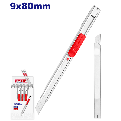 Exacto retráctil con pulsador plano – EMTOP ESNK09001