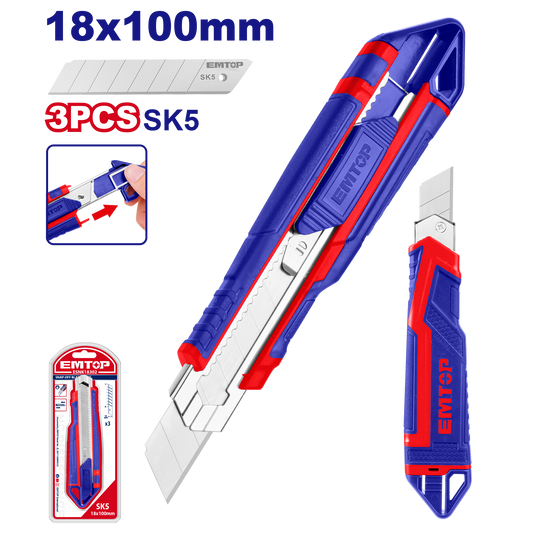 Exacto retráctil multiuso de 18mmx100mm – EMTOP ESNK18302