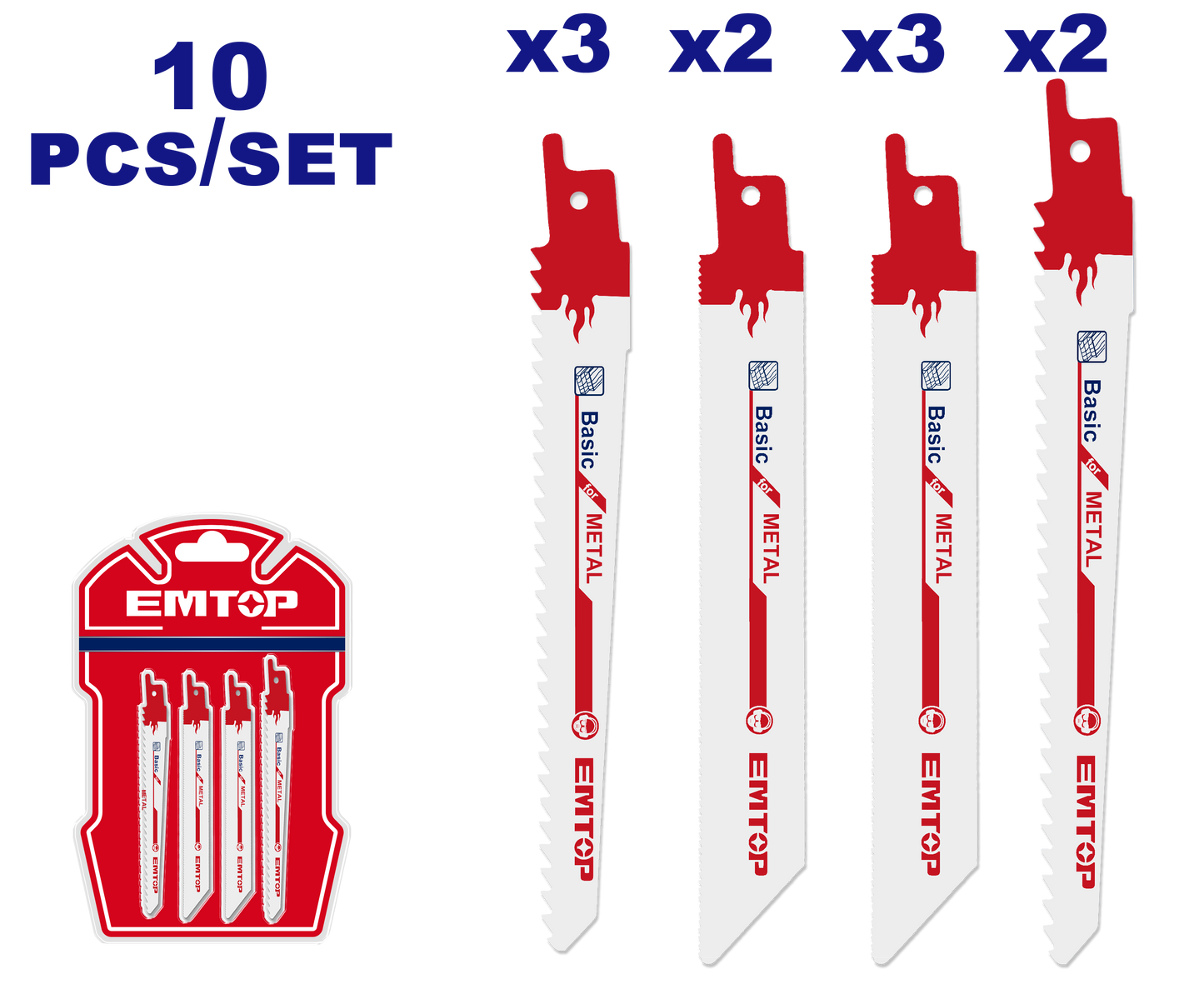 Juego de hojas para sierra recíproca variadas para madera y metal Emtop ESSB1001