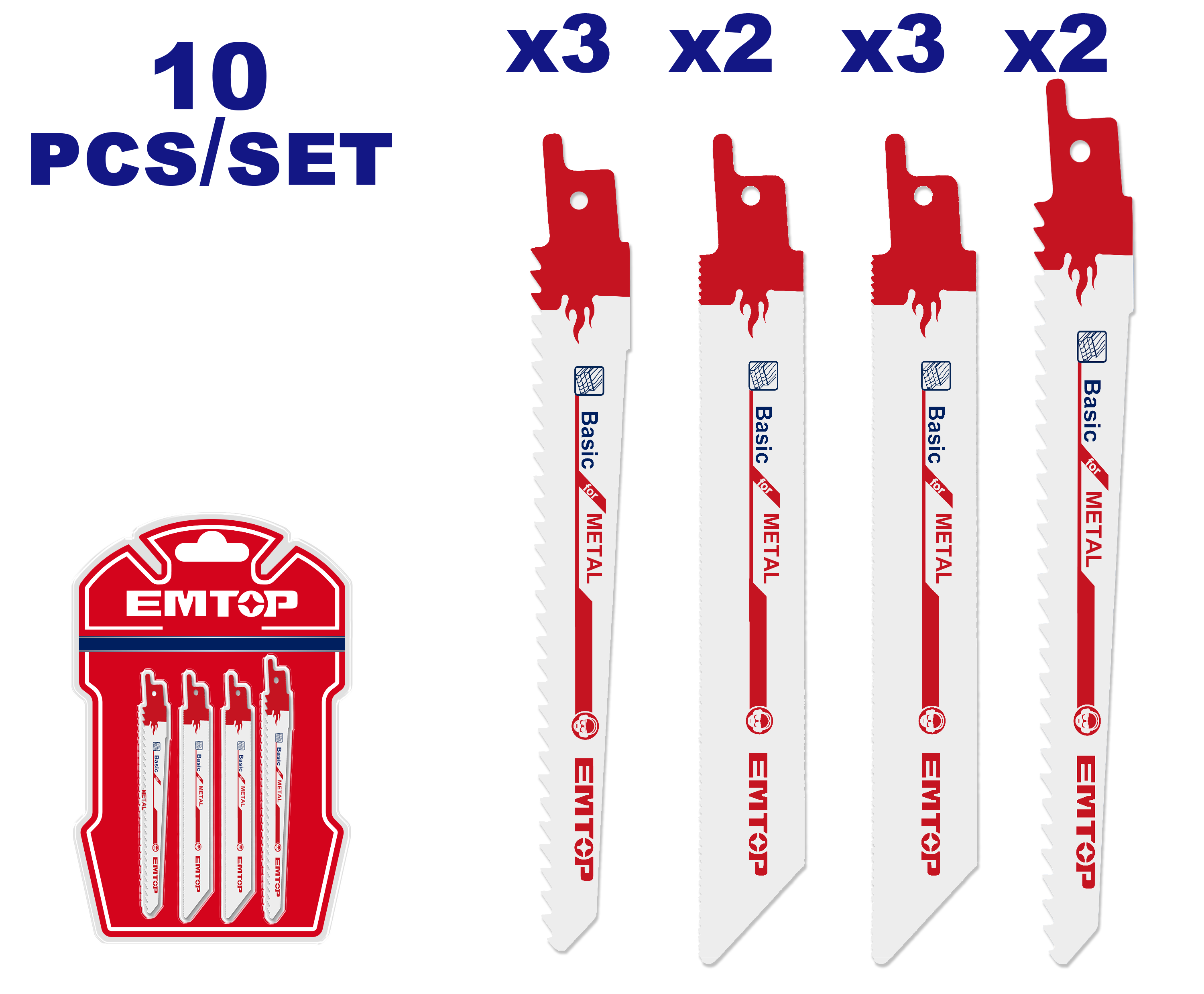Juego de hojas para sierra recíproca variadas para madera y metal Emtop ESSB1001