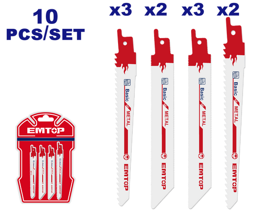 Juego de hojas para sierra recíproca variadas para madera y metal Emtop ESSB1001