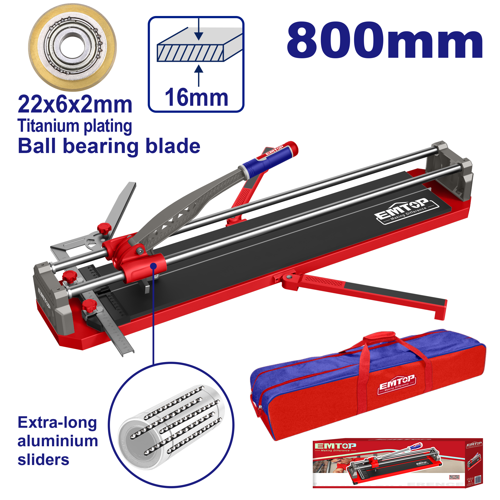 Cortador de azulejos y baldosas EMTOP ETCR8006 hasta 800mm base de acero