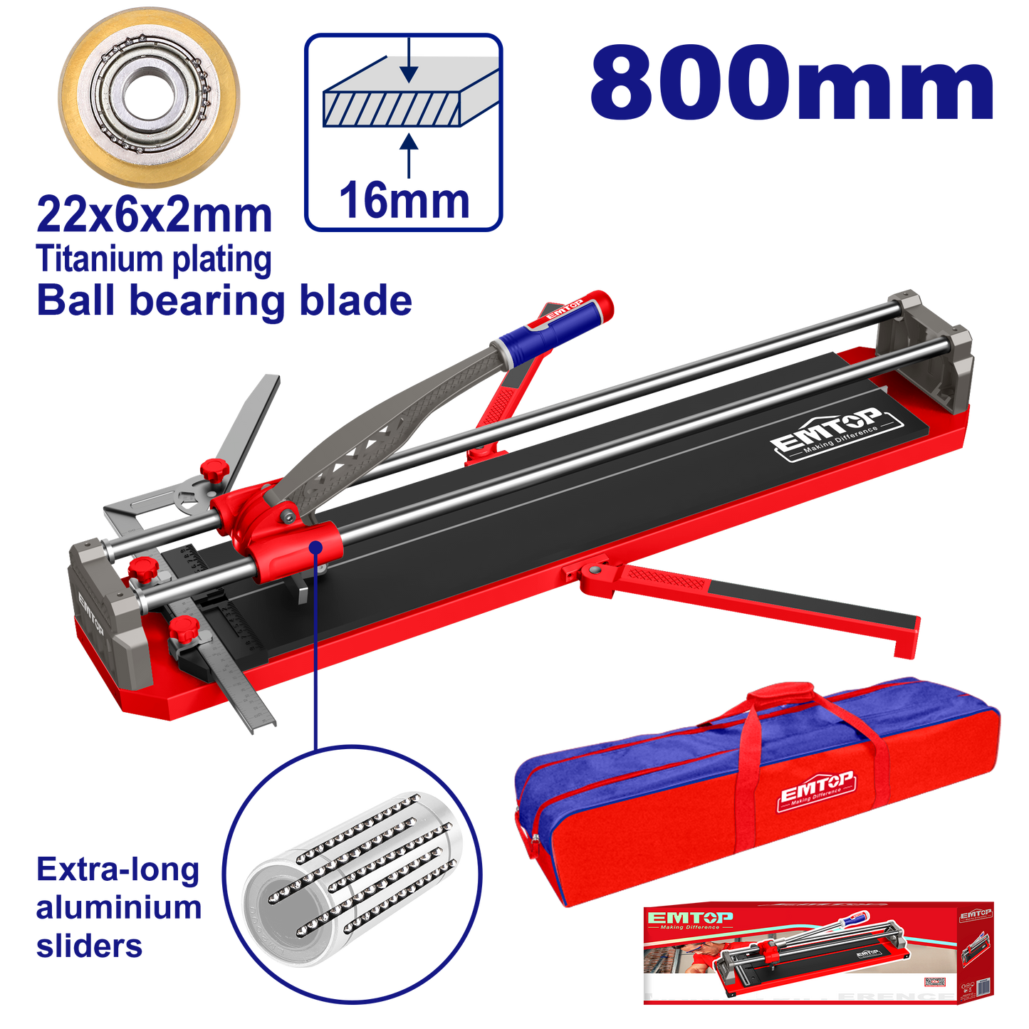Cortador de azulejos y baldosas EMTOP ETCR8006 hasta 800mm base de acero
