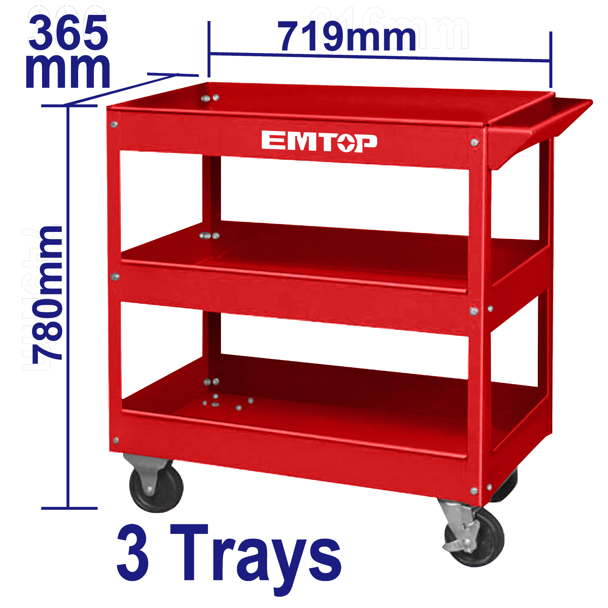 Carro de herramientas con 3 bandejas INDUSTRIAL Emtop ETCS0301