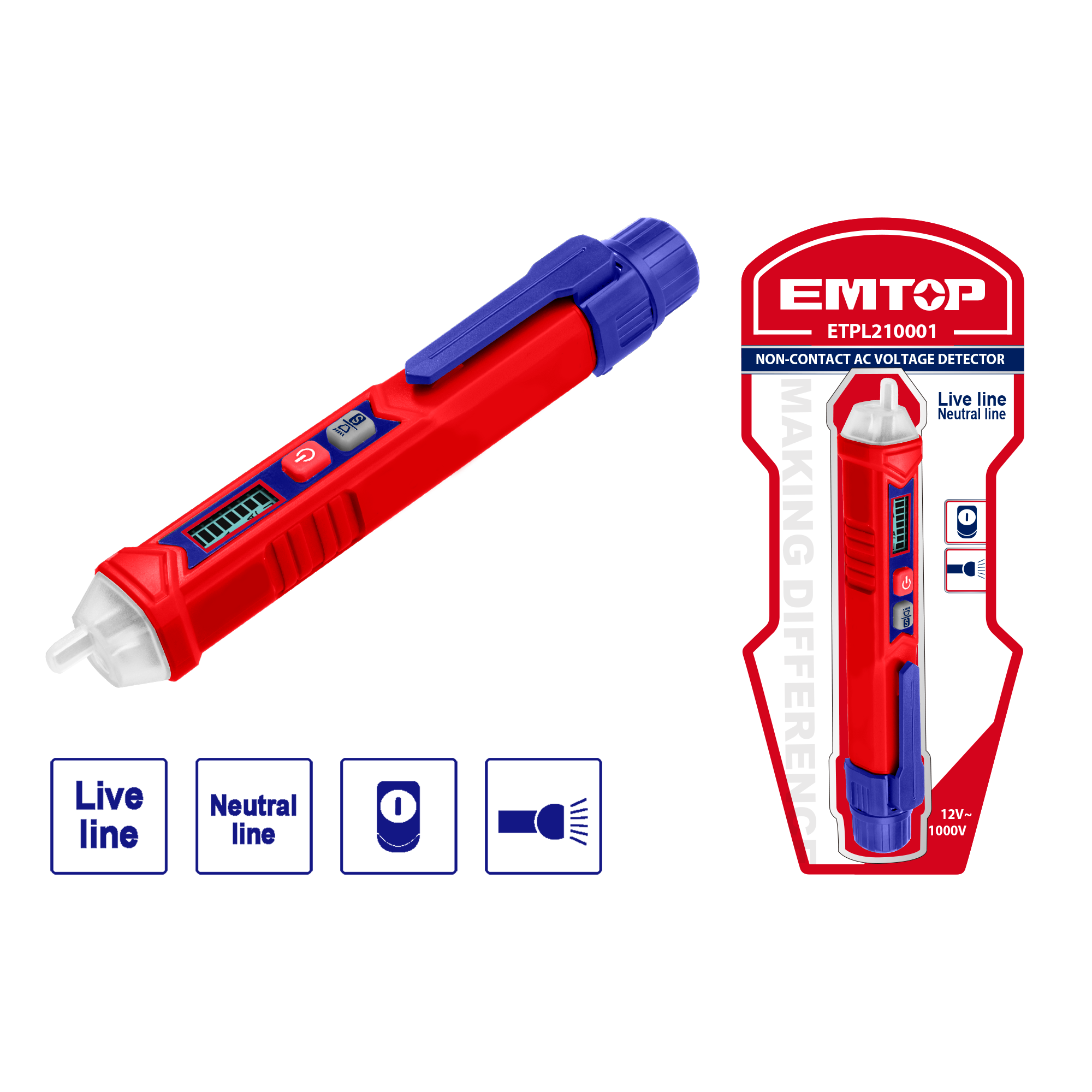 Detector de voltaje AC sin contacto EMTOP ETPL210001