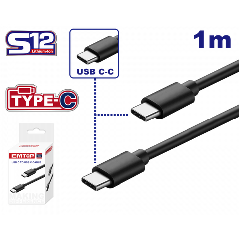 Cable para cargador USB-C de 1M de longitud Emtop EUCC02