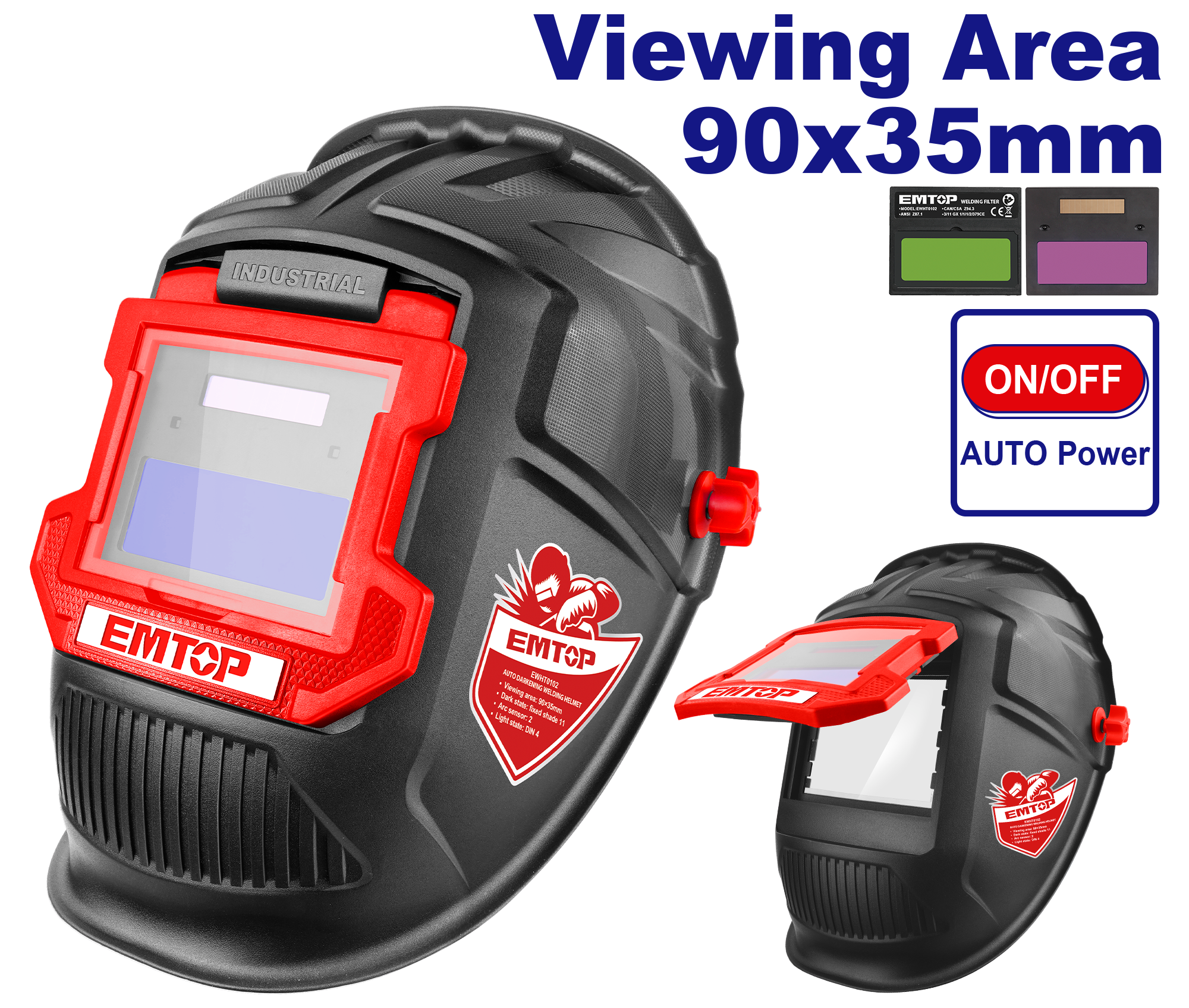 Máscara para soldar con auto-oscurecimiento EMTOP EWHT0102