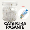 Conector RJ45 pasante CAT6 100 unidades – EZRJ45-U6-U