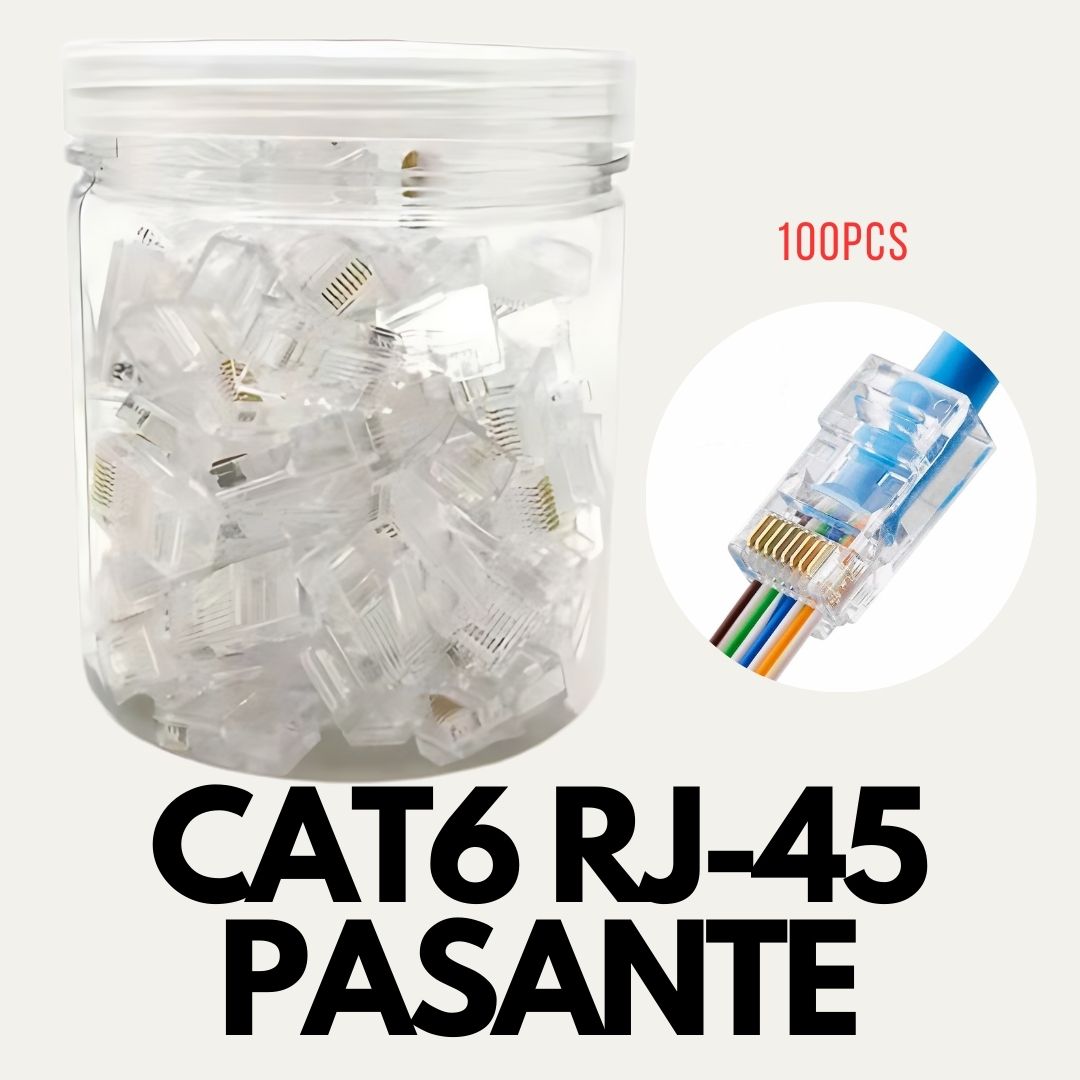 Conector RJ45 pasante CAT6 100 unidades – EZRJ45-U6-U