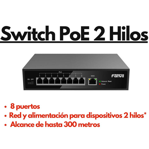 Switch Poe a 2 hilos 8 puertos Fanvil PN8