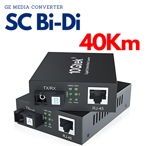 Kit convertidor de fibra a ethernet, SM SC Bidi 40km – 10Gtek G0101-SC40A(B)