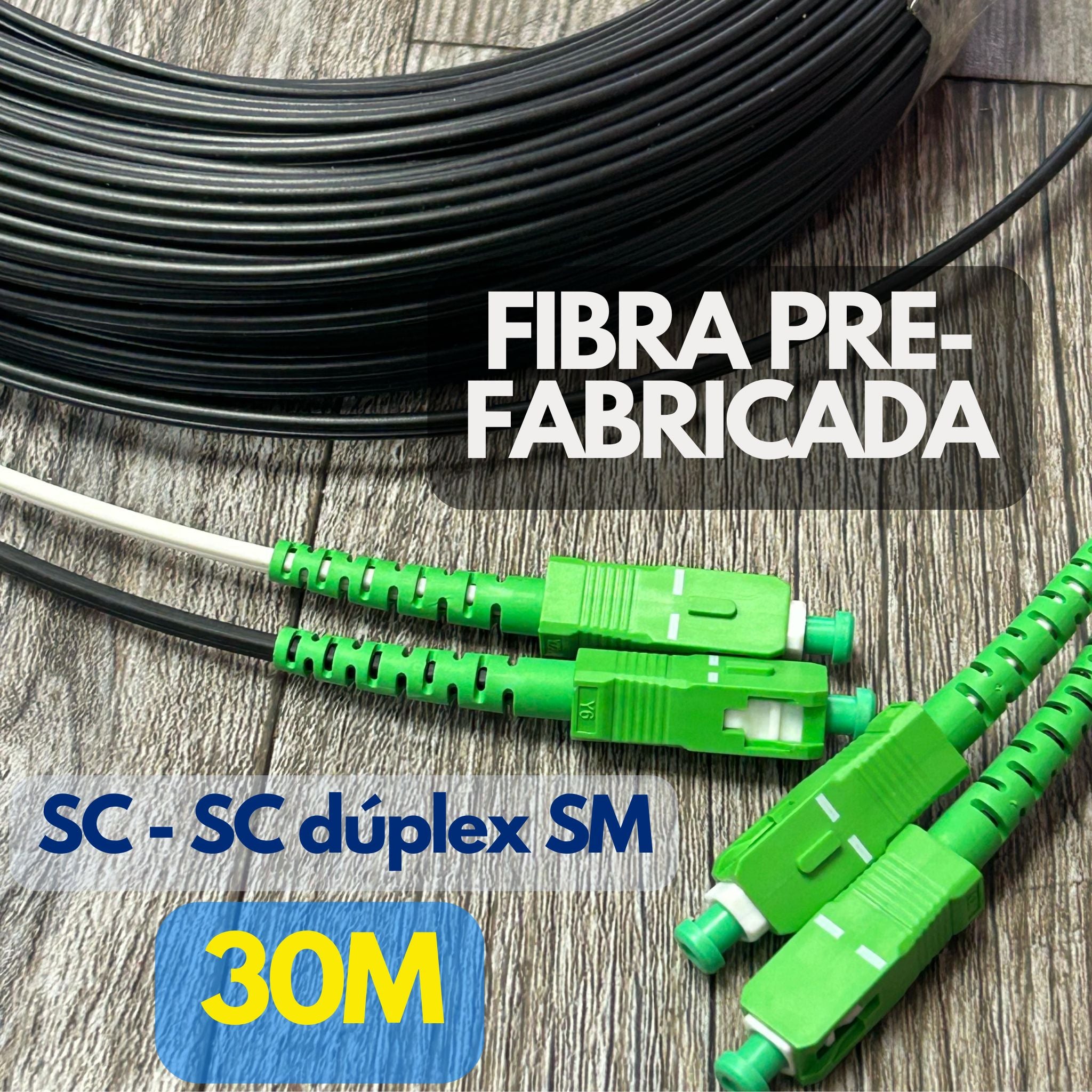 Fibra óptica pre-fabricada SC-SC dúplex monomodo de 30 metros