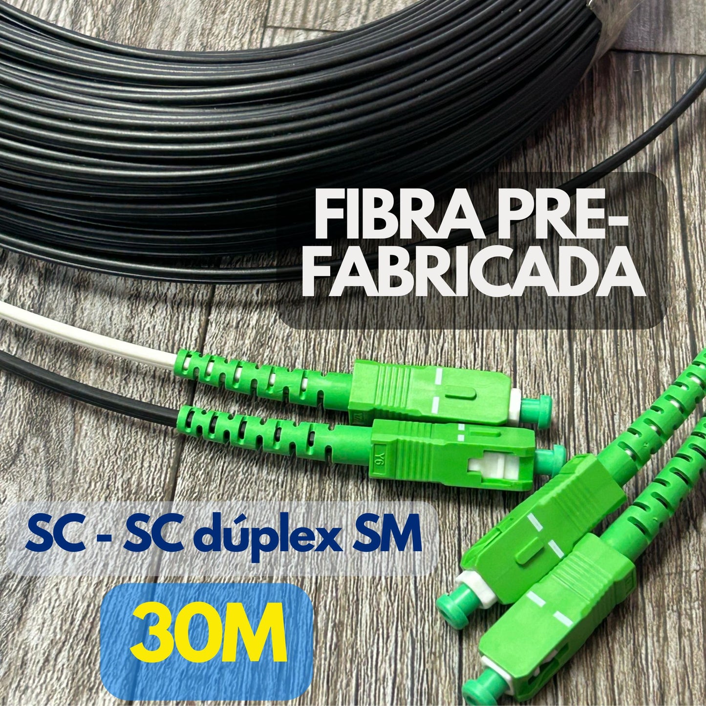Fibra óptica pre-fabricada SC-SC dúplex monomodo de 30 metros