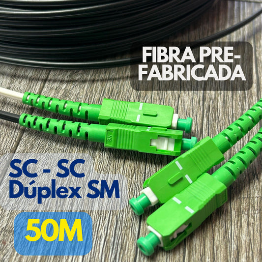 Fibra óptica pre-fabricada SC-SC dúplex monomodo de 50 metros