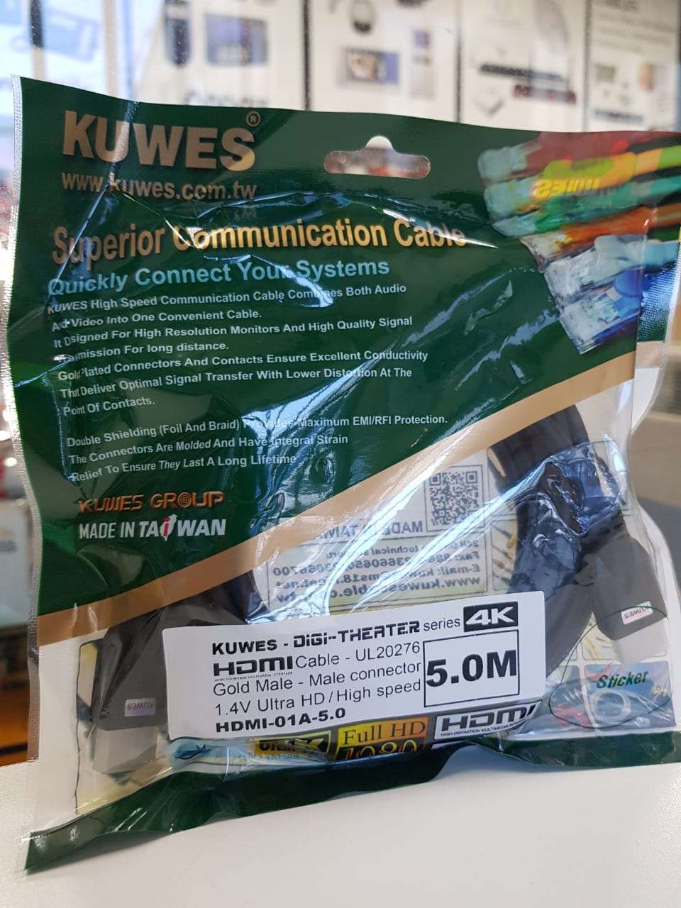 Cable HDMI ultra HD 4K de 5 Metros de longitud – Kuwes HDMI-01A-5.0