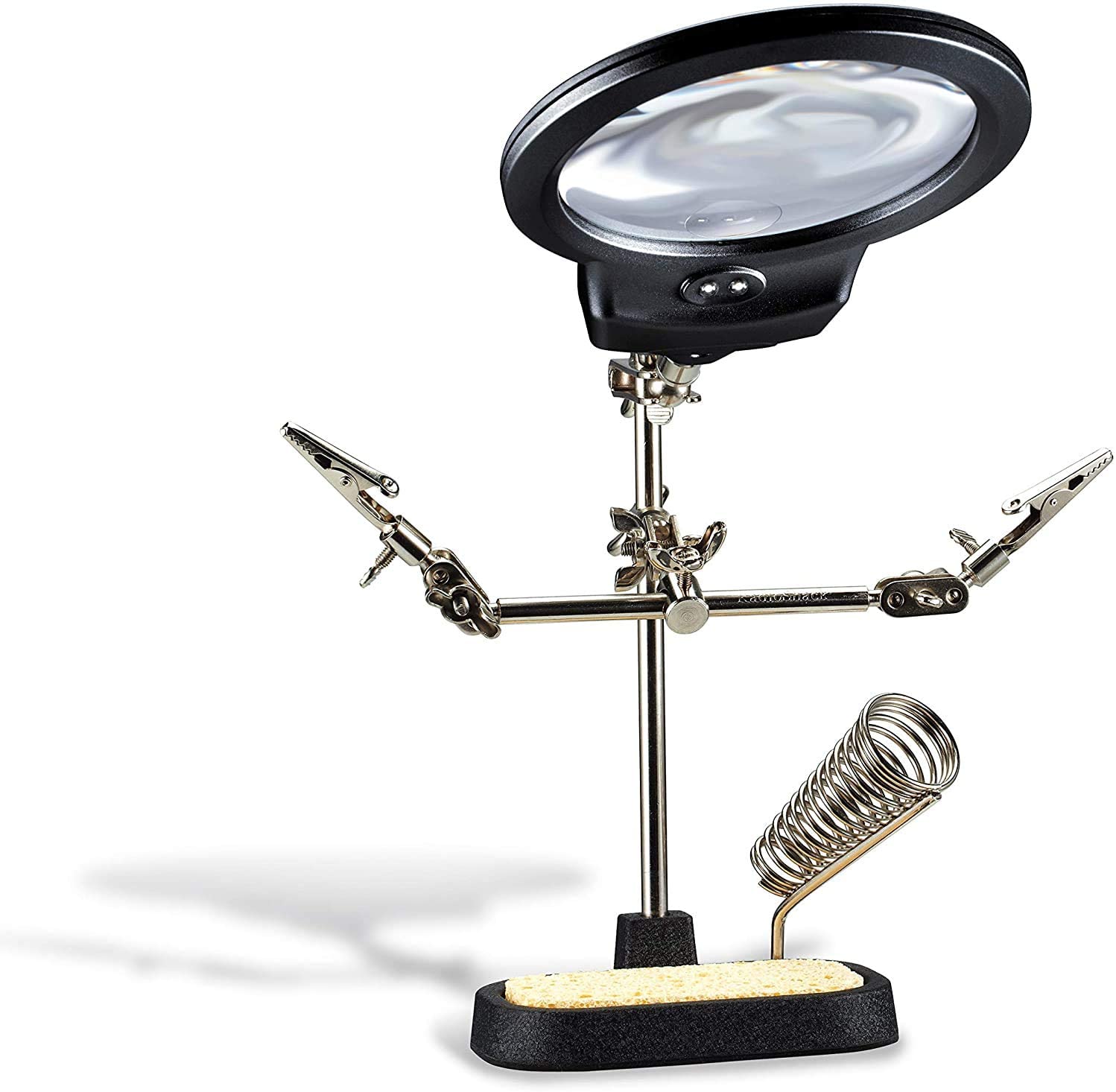 Lupa con luz led, pinzas y base para soldar Miyako HH-5