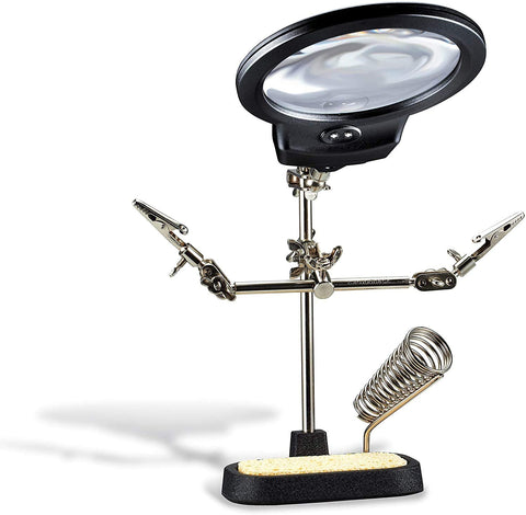 Lupa con luz led, pinzas y base para soldar Miyako HH-5