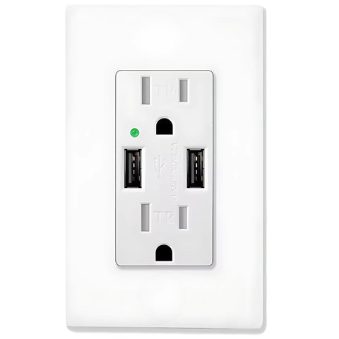 Toma corriente doble 15A con 2 puertos USB