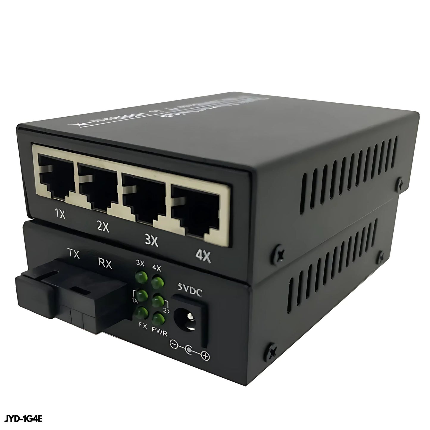 Kit convertidor de medios de fibra óptica Monomodo SC a 4 puertos ethernet