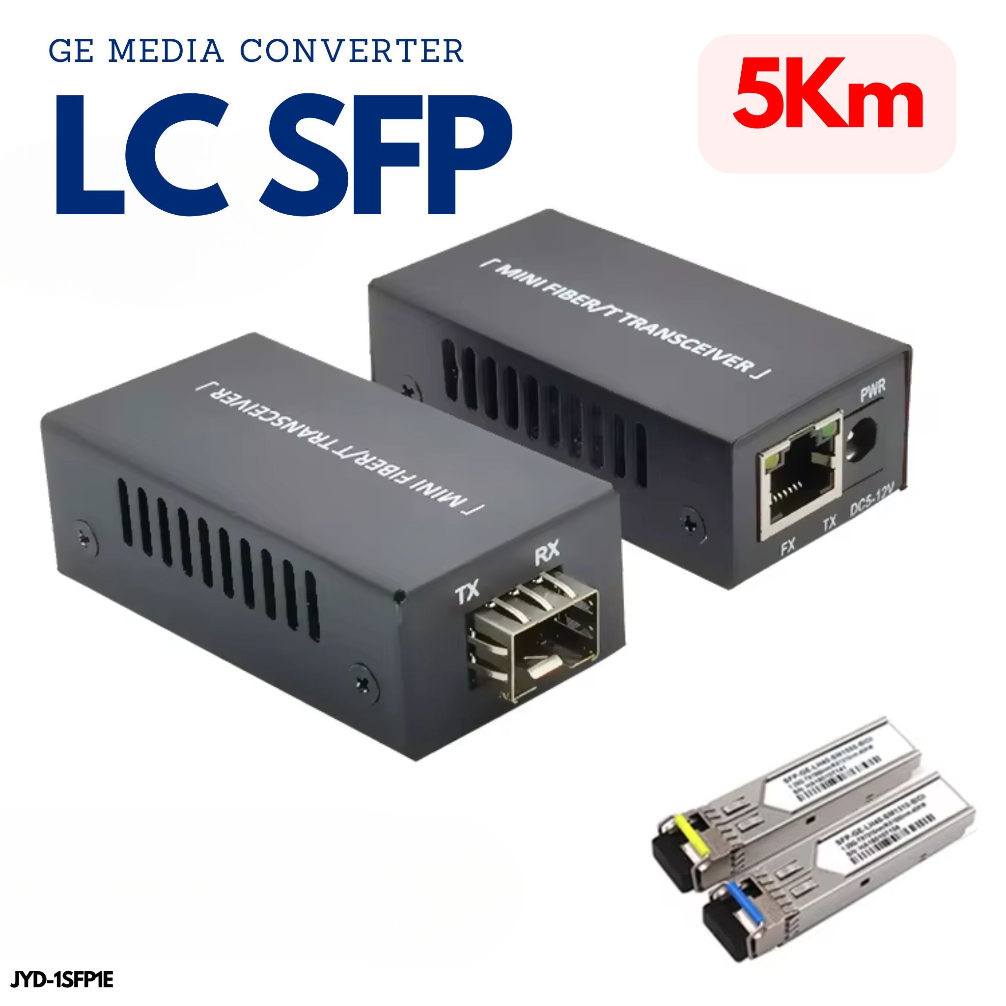Kit convertidor de medios de fibra óptica Monomodo LC a ethernet